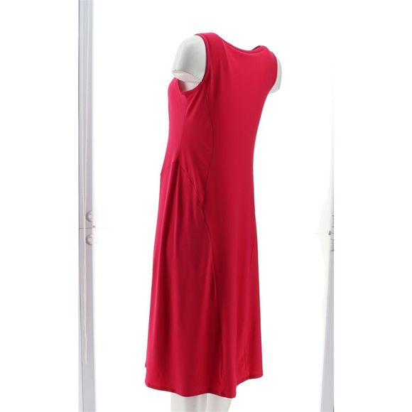 Susan Graver Liquid Knit Slvless Midi Dress Brilliant Pink A480678G - Picture 3 of 7